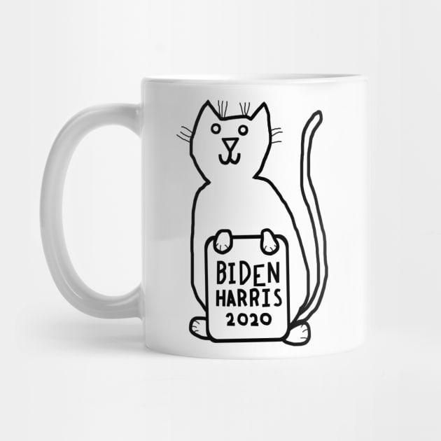 Cute Cat with Biden Harris Sign Outline by ellenhenryart